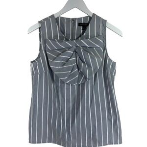 Banana Republic Gray and White Striped with bow Blouse size 6